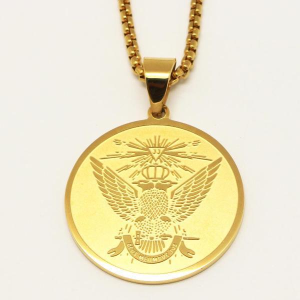 32nd Degree Scottish Rite Necklace - Gold Color - Bricks Masons