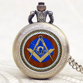 Master Mason Blue Lodge Pocket Watch - Compass and Square G Bronze - Bricks Masons