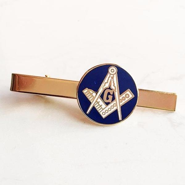 Master Mason Blue Lodge Tie Clip - Square and Compass G - Bricks Masons