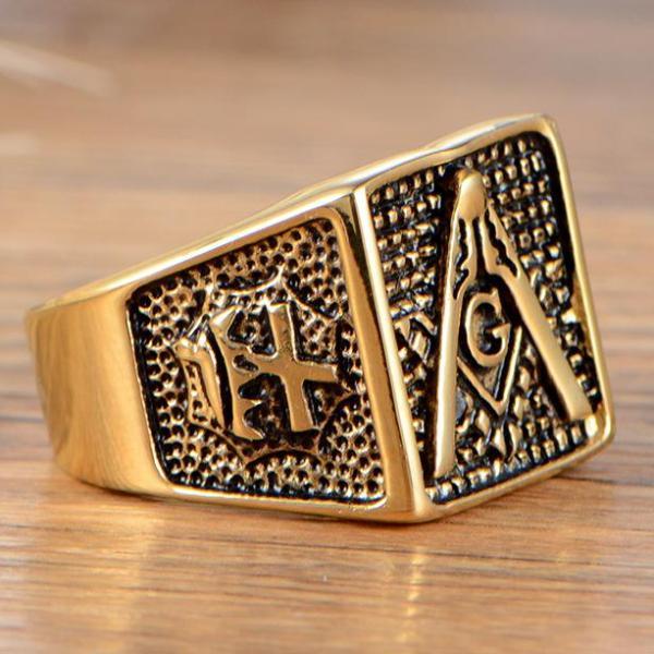 Knights Templar Commandery Ring - Bold Gold Color - Bricks Masons