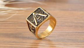 Knights Templar Commandery Ring - Bold Gold Color - Bricks Masons