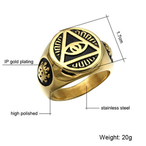 Eye Of Providence Ring - Pyramid Classic Golden - Bricks Masons