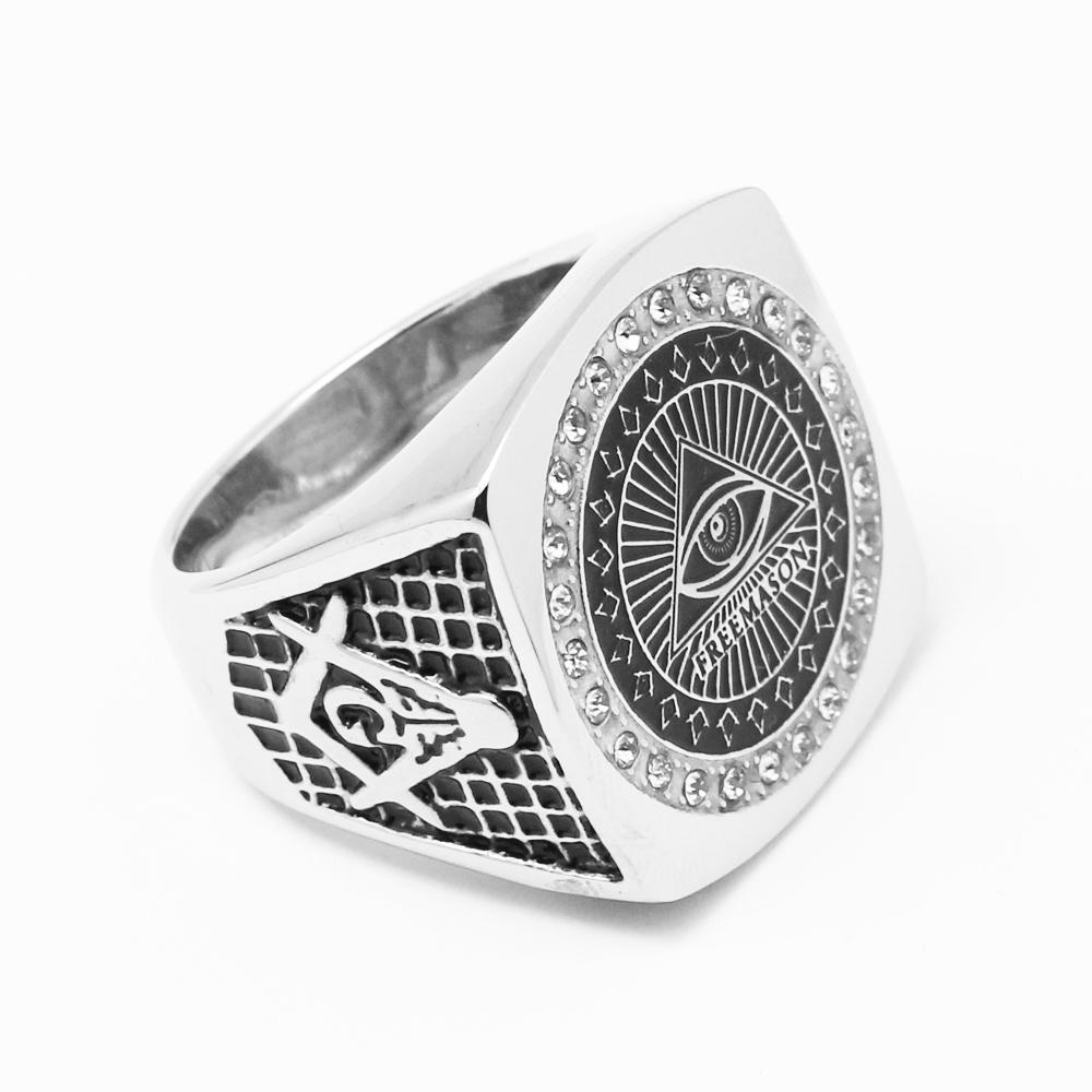 Eye of Horus Pyramid Freemason Silver Masonic Ring - Bricks Masons