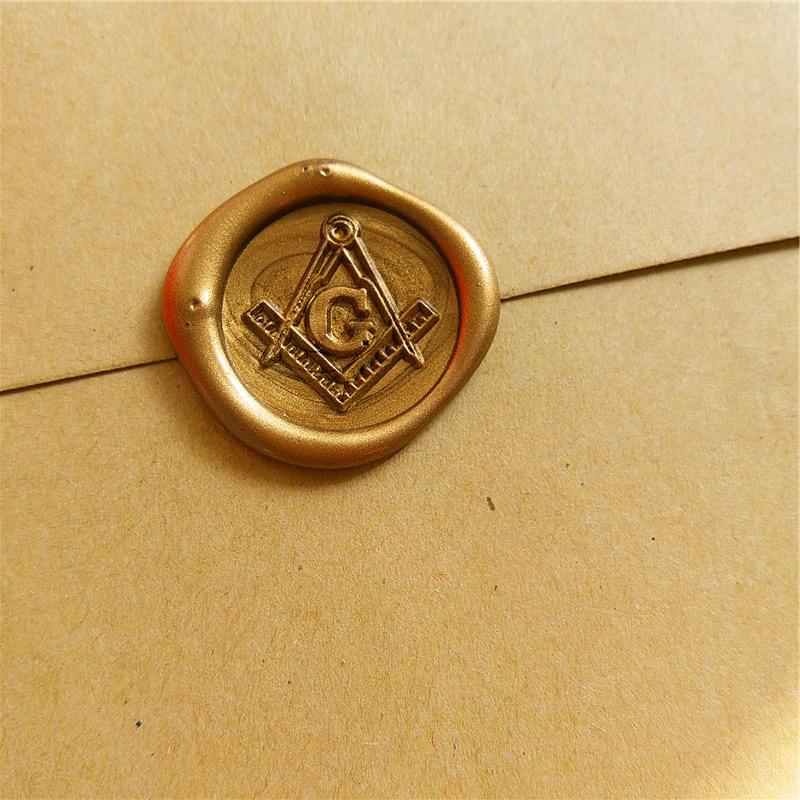 Square Compass G Wax Seal Stamp - Bricks Masons