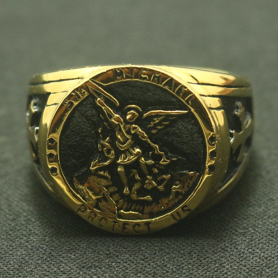 St. Michael Protect Us Golden Ring - Bricks Masons