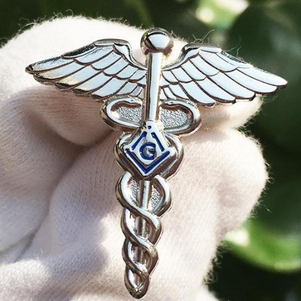 Medical Doctor Masonry Wings Snake Symbol Masonic Lapel Pin - Bricks Masons