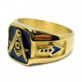 Master Mason Blue Lodge Ring - Gold & Black - Bricks Masons