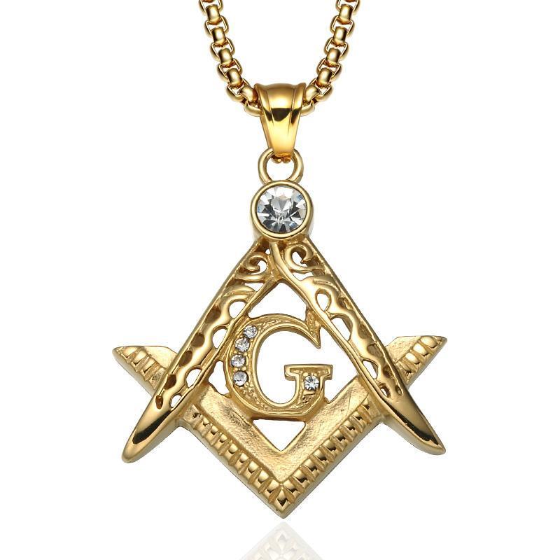 Master Mason Blue Lodge Necklace - Extra Crystal Square & Compass G ...