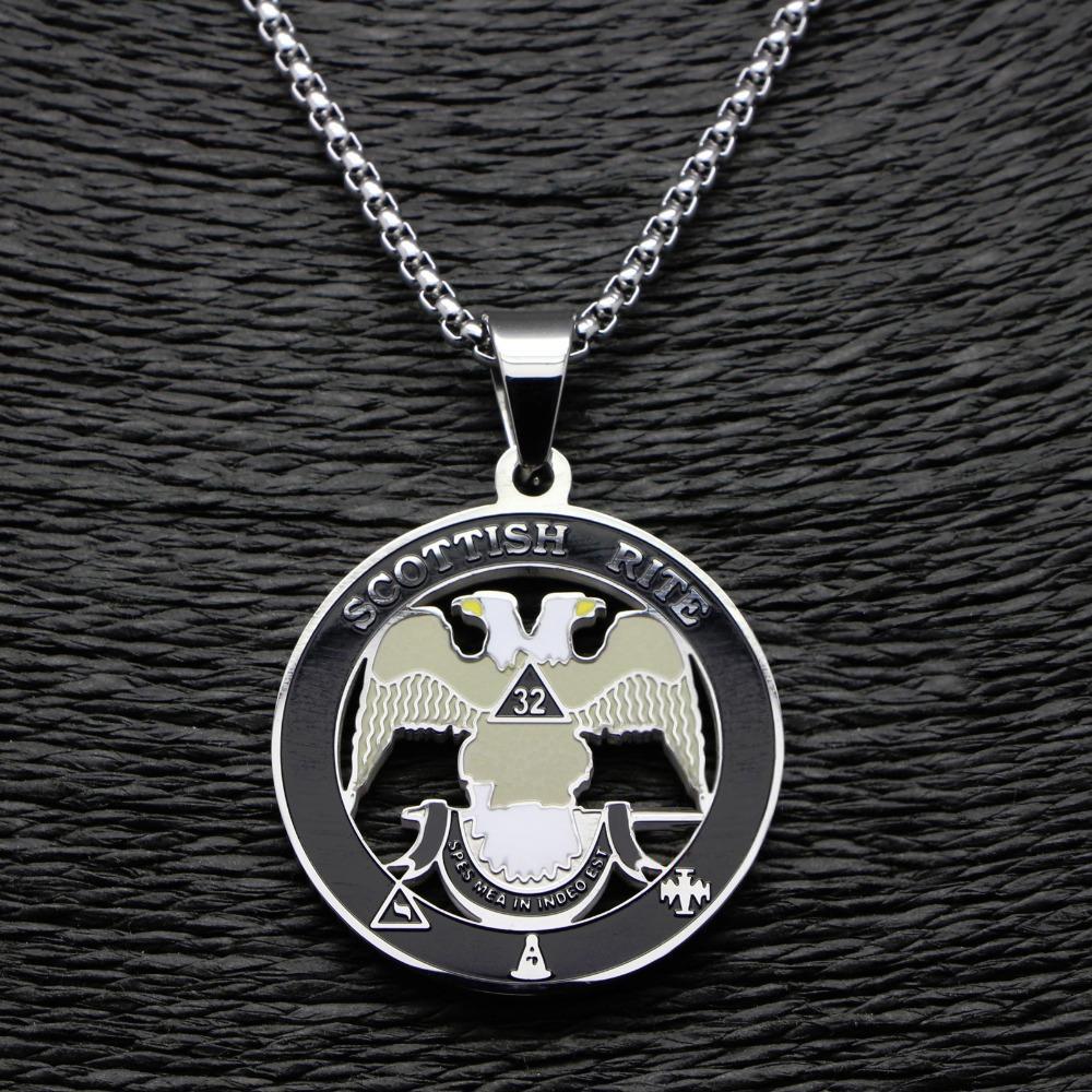 32nd Degree Scottish Rite Necklace - Silver Color - Bricks Masons