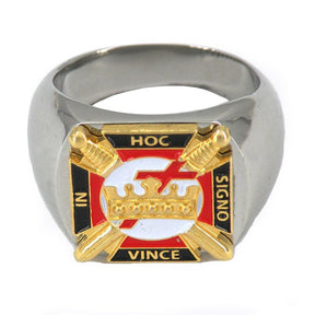 Knights Templar In Hoc Signo Vince Masonic Stainless Steel Ring - Bricks Masons
