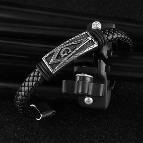 Freemasonry G Leather Rope Chain Masonic Bracelet - Bricks Masons