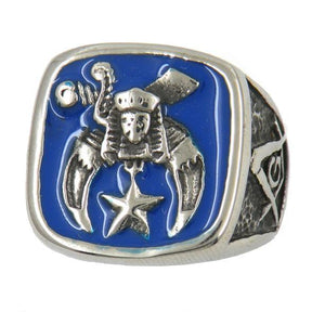 Shriner Blue Silver Masonic Ring - Bricks Masons
