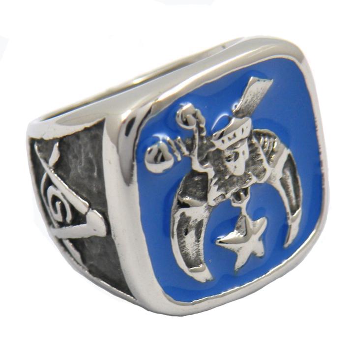 Shriner Blue Silver Masonic Ring - Bricks Masons