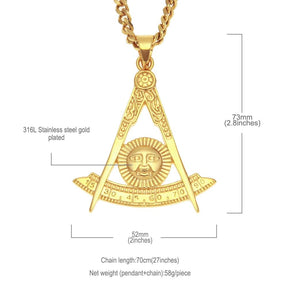 Past Master Masonic Pendant Necklace - Bricks Masons