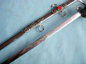 Knight of St. John Templar Masonic Red Cross Sword Silver 35.6" - Bricks Masons