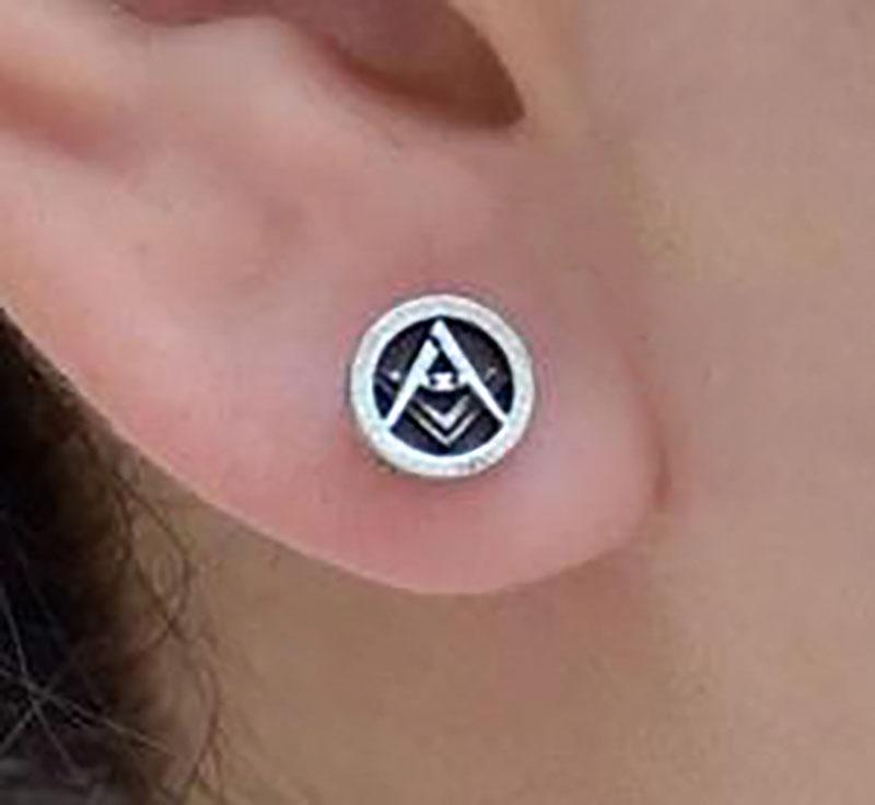 Masonic Stud Earrings 7mm Round - Bricks Masons