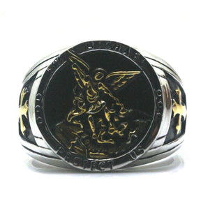 St. Michael Protect Us Gold Silver Ring - Bricks Masons