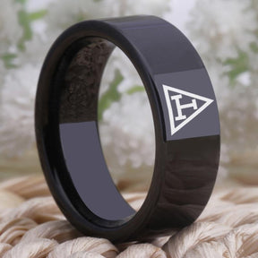 Royal Arch Black Pipe Masonic Ring Tungsten Ring Free Engraving - Bricks Masons