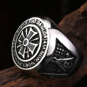Knights Templar Silver Masonic Ring - Bricks Masons