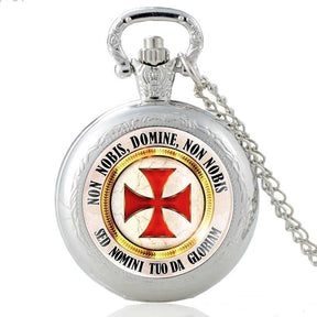 Knights Templar Cross Silver Jewelry Gift Set - Pocket Watch Necklace Keychain Bracelet - Bricks Masons