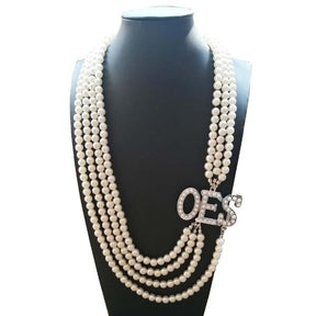 Order of the Eastern Star OES Pearl Necklace - Bricks Masons