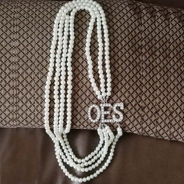 Order of the Eastern Star OES Pearl Necklace - Bricks Masons