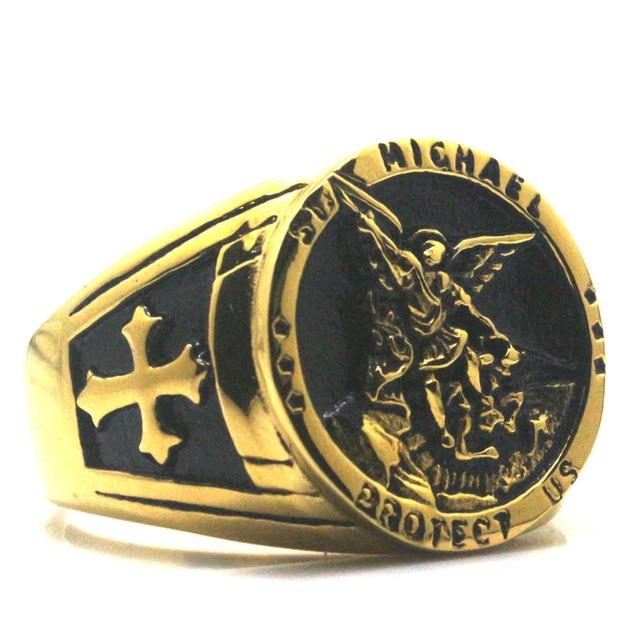St. Michael Protect Us Silver Ring - Bricks Masons