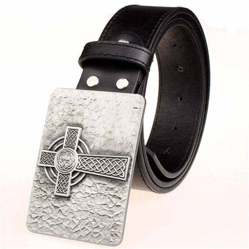 Knights Templar Commandery Belt - Celtic Knot Cross (Black/Brown/White) - Bricks Masons
