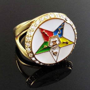 Order of the Eastern Star Zirconia Masonic Ring - Bricks Masons