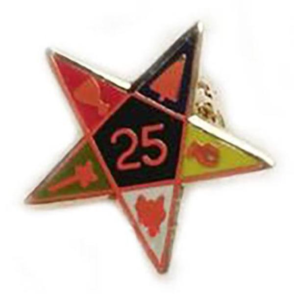 25th Year Of Eastern Star Masonic Lapel Pin - Bricks Masons