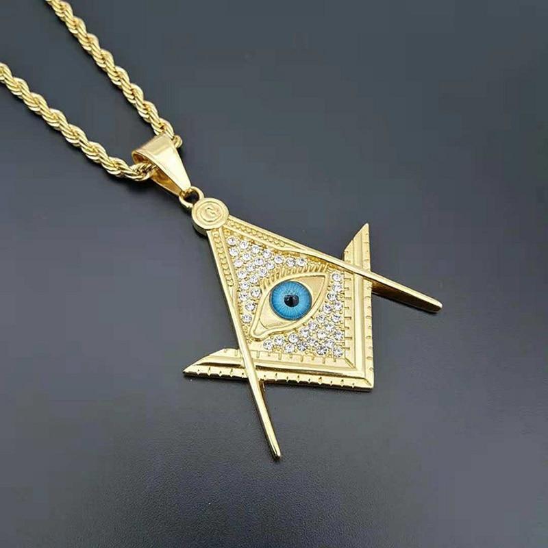 Providence Eye Gold Color Freemason Masonic Pendant Necklace - Bricks Masons