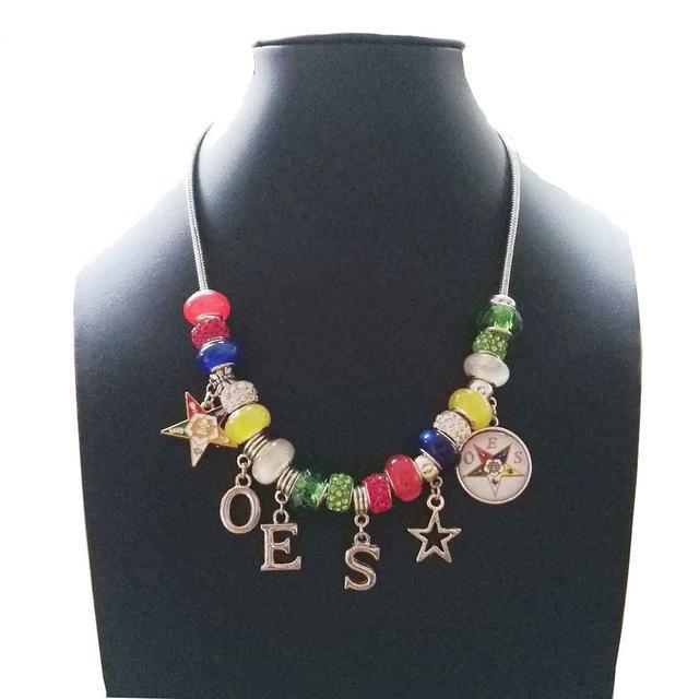 Mason Products Order of the Eastern Star Jewelry OES Charm Necklace - Bricks Masons