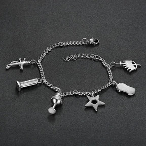Stainless Steel Silver Color OES Chain Bracelet Order of the Eastern Star - Bricks Masons