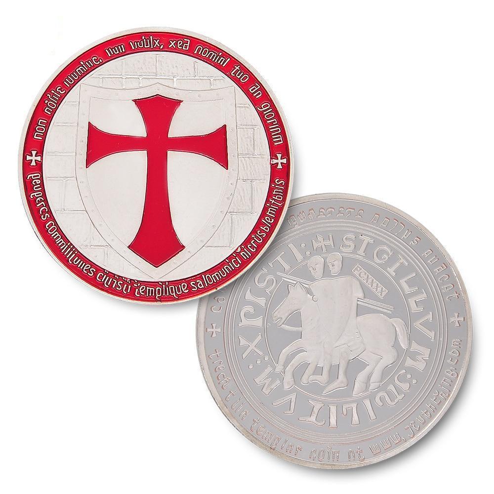 Knights Templar Commandery Coin - Wide Cross Shield Red - Bricks Masons