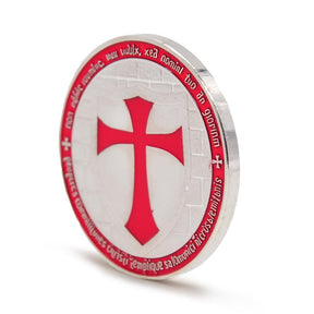 Knights Templar Commandery Coin - Wide Cross Shield Red - Bricks Masons