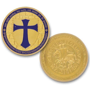 Purple Gold Knights Templar Masonic Plated Commemorative Coin - Bricks Masons