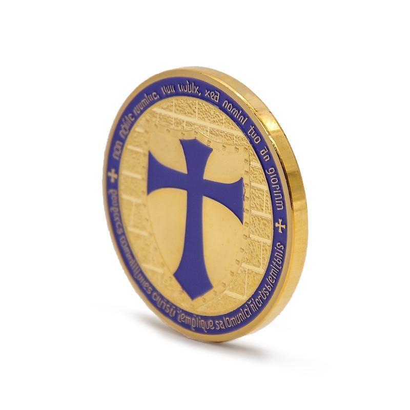 Purple Gold Knights Templar Masonic Plated Commemorative Coin - Bricks Masons