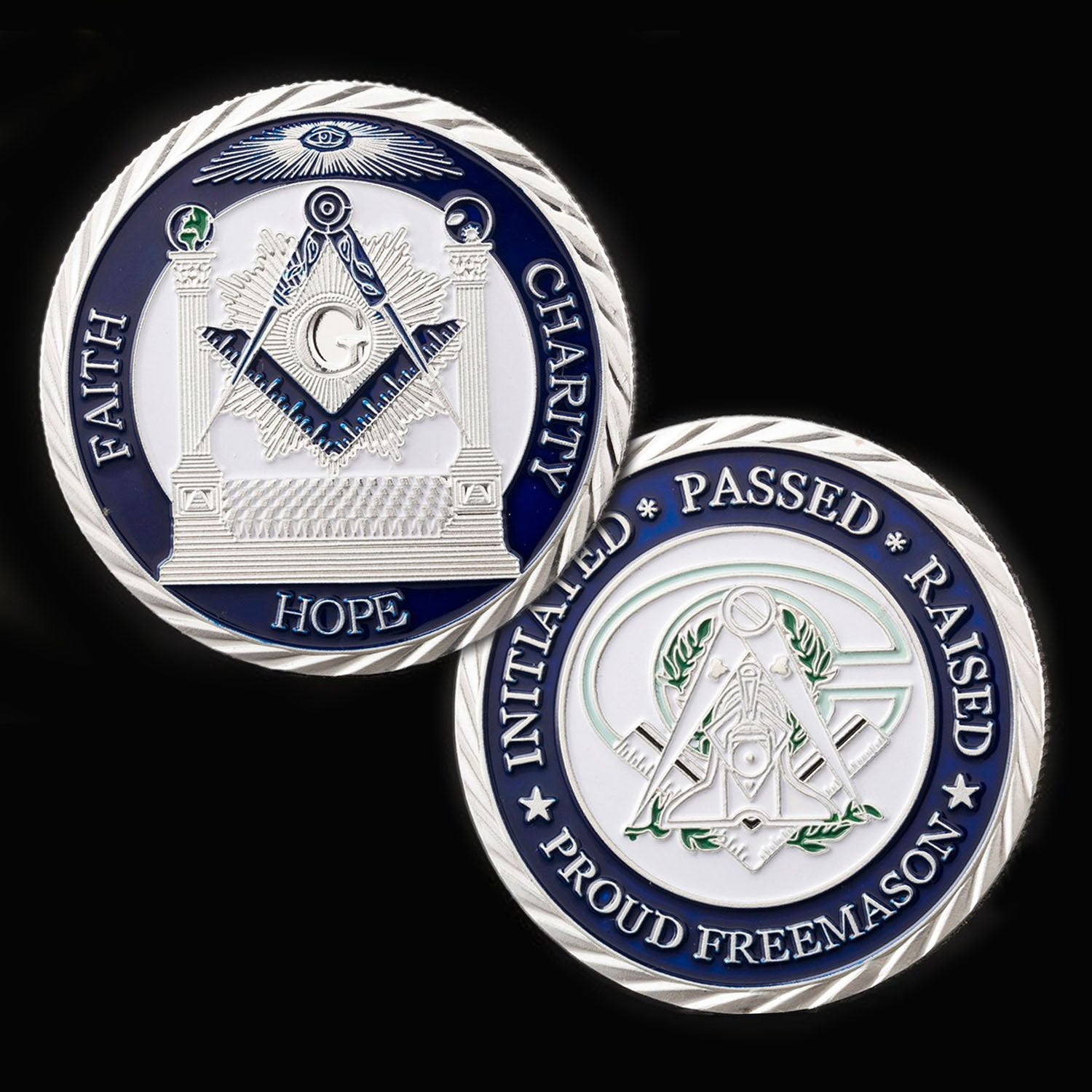 Faith Hope Charity Making Good Men Better Masonic Silver Coin - Bricks Masons