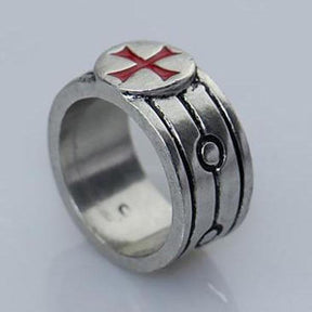 Knights Templar Commandery Ring - Silver Red Cross | Bricks Masons
