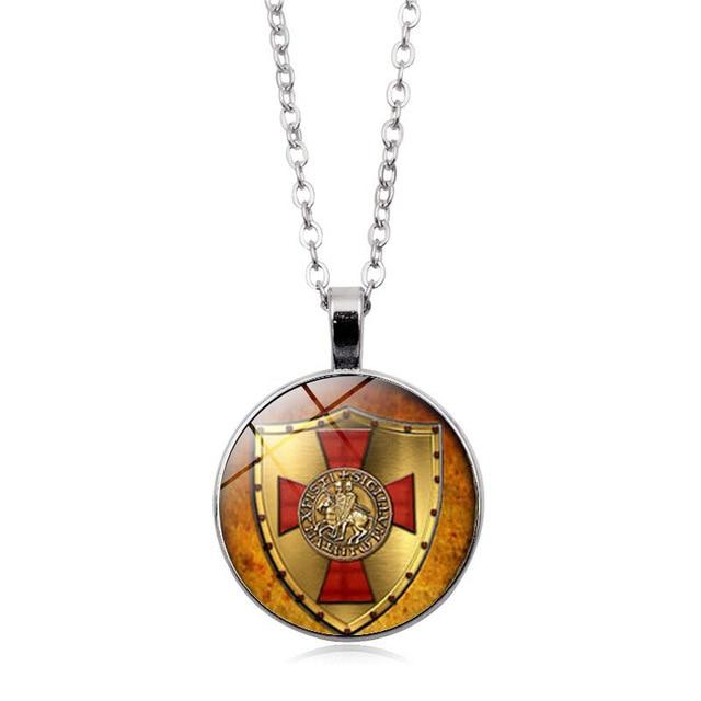 Knights Templar Glass Cover Pendant Necklace - Bricks Masons