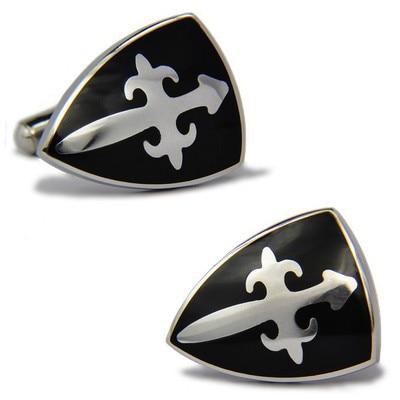 Cross Sword Black Shield Cufflinks - Bricks Masons