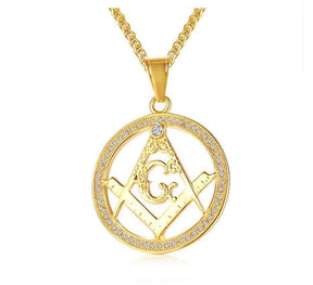 Round Square Compass G Masonic Necklace - Bricks Masons