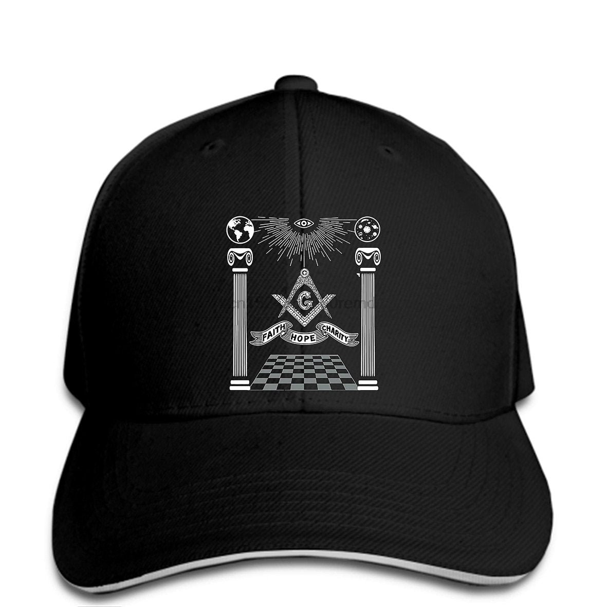 Pillars Lodge Masonic Symbol Adjustable Baseball Cap - Bricks Masons