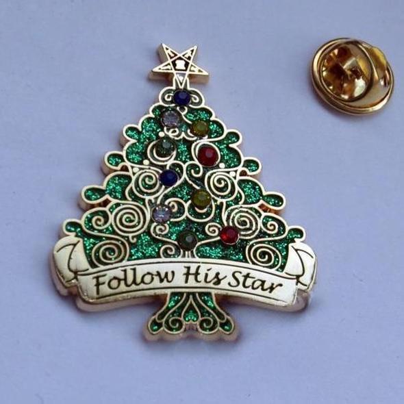 Follow His Star 3.7cm Christmas tree Order of the Eastern Star Lapel Pin - Bricks Masons
