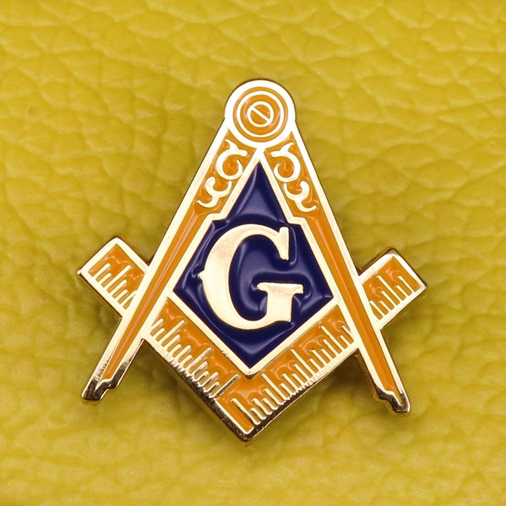 Gold Tone Compass and Square Masonic Lapel Pin - Bricks Masons