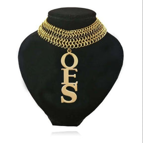 Gold & Silver Tones Order of the Eastern Star OES Necklace - Bricks Masons