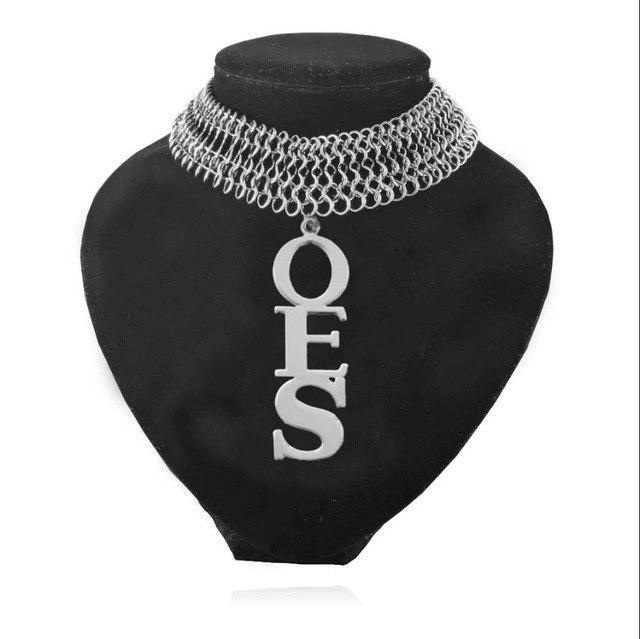 Gold & Silver Tones Order of the Eastern Star OES Necklace - Bricks Masons