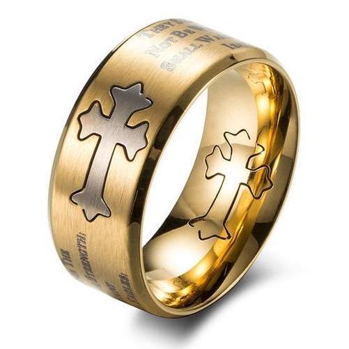 Knights Templar Cross Black Gold Rings - Bricks Masons