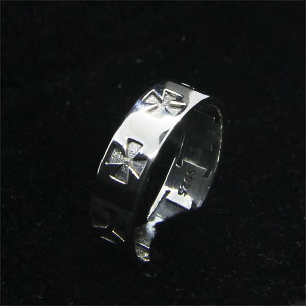 Sterling Silver Knight Templar Cross Silver Band Ring - Bricks Masons
