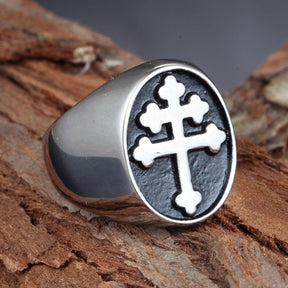 Knight Templar Cross Signet Silver Ring - Bricks Masons